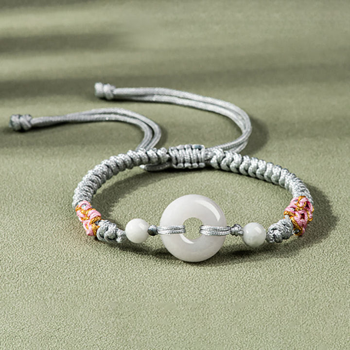 Buddha Stones翡翠の幸運の豊かさの赤い糸のブレスレット