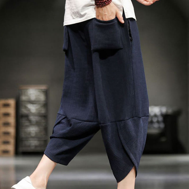 Buddha Stonesサマーソリッドメンズコットンリネンクロップドパンツ（ポケット付き） - image 19