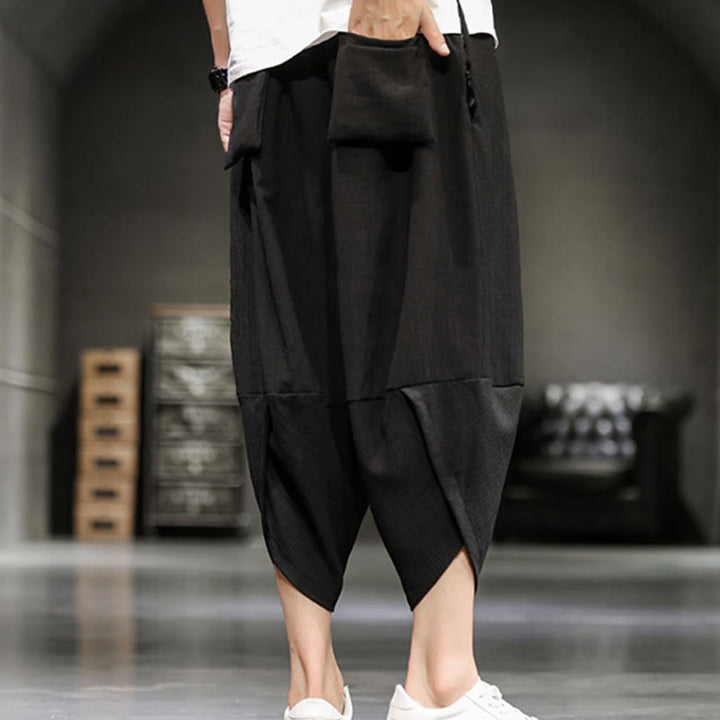 Buddha Stonesサマーソリッドメンズコットンリネンクロップドパンツ（ポケット付き） - image 27