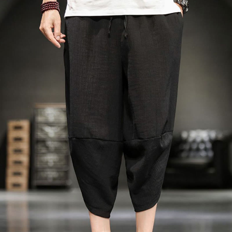 Buddha Stonesサマーソリッドメンズコットンリネンクロップドパンツ（ポケット付き） - image 31