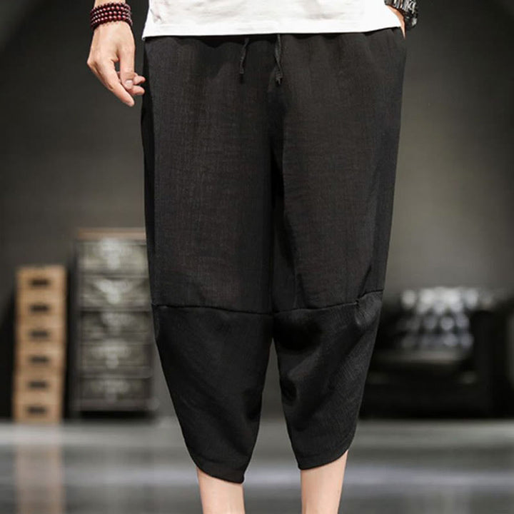 Buddha Stonesサマーソリッドメンズコットンリネンクロップドパンツ（ポケット付き） - image 31
