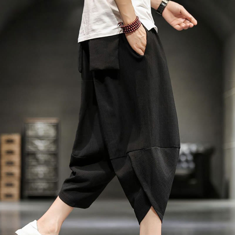 Buddha Stonesサマーソリッドメンズコットンリネンクロップドパンツ（ポケット付き） - image 28