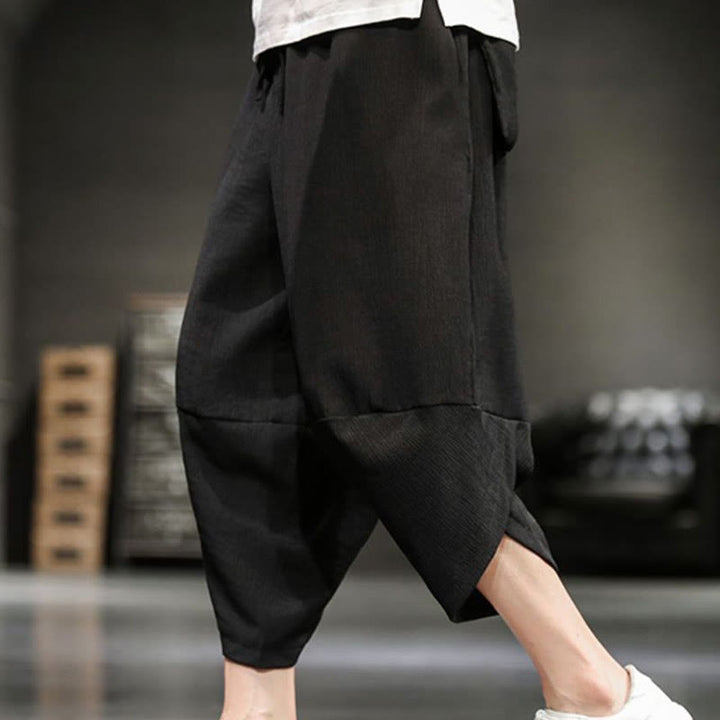 Buddha Stonesサマーソリッドメンズコットンリネンクロップドパンツ（ポケット付き） - 黒 - US/UK/AU46、 EU56 (5XL)  - image 25