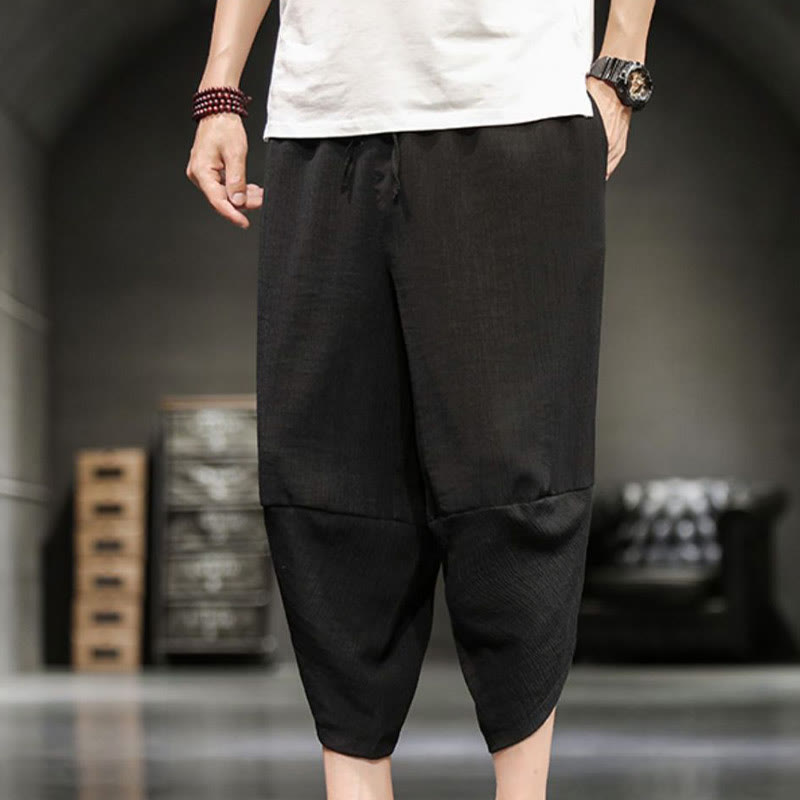 Buddha Stonesサマーソリッドメンズコットンリネンクロップドパンツ（ポケット付き） - image 30