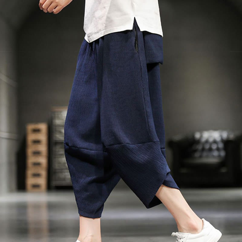 Buddha Stonesサマーソリッドメンズコットンリネンクロップドパンツ（ポケット付き） - スティールブルー - US/UK/AU46、 EU56 (5XL)  - image 17