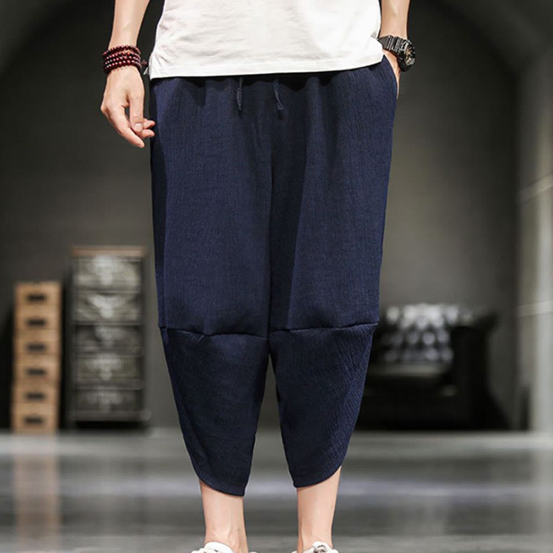 Buddha Stonesサマーソリッドメンズコットンリネンクロップドパンツ（ポケット付き） - image 18