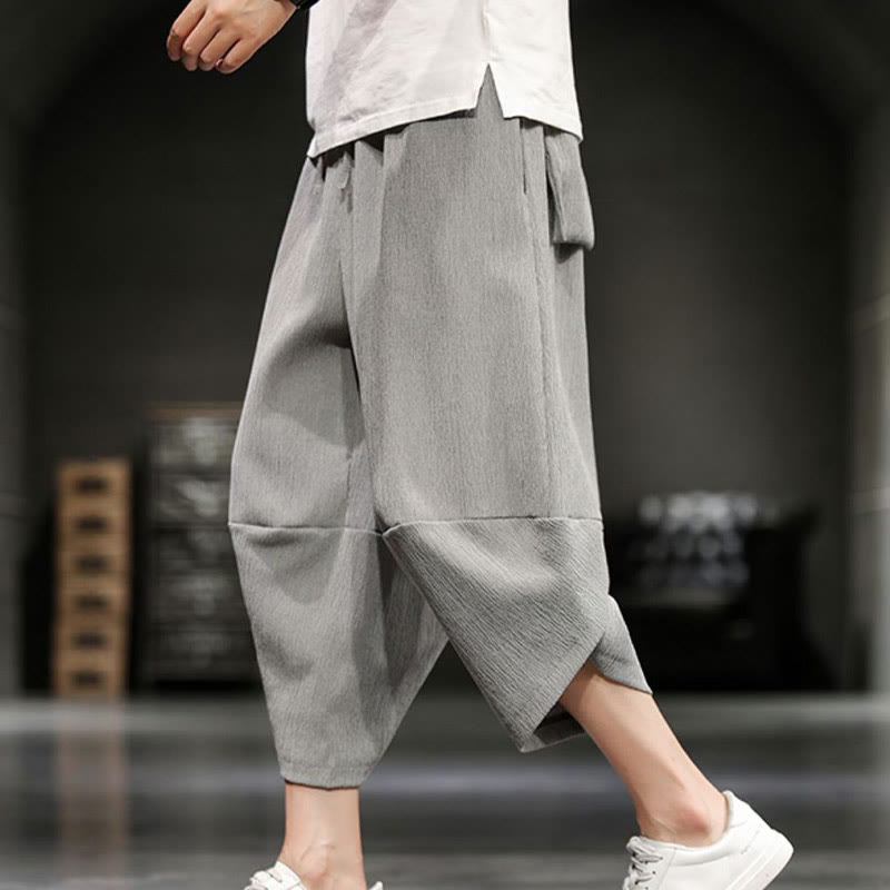Buddha Stonesサマーソリッドメンズコットンリネンクロップドパンツ（ポケット付き） - image 7