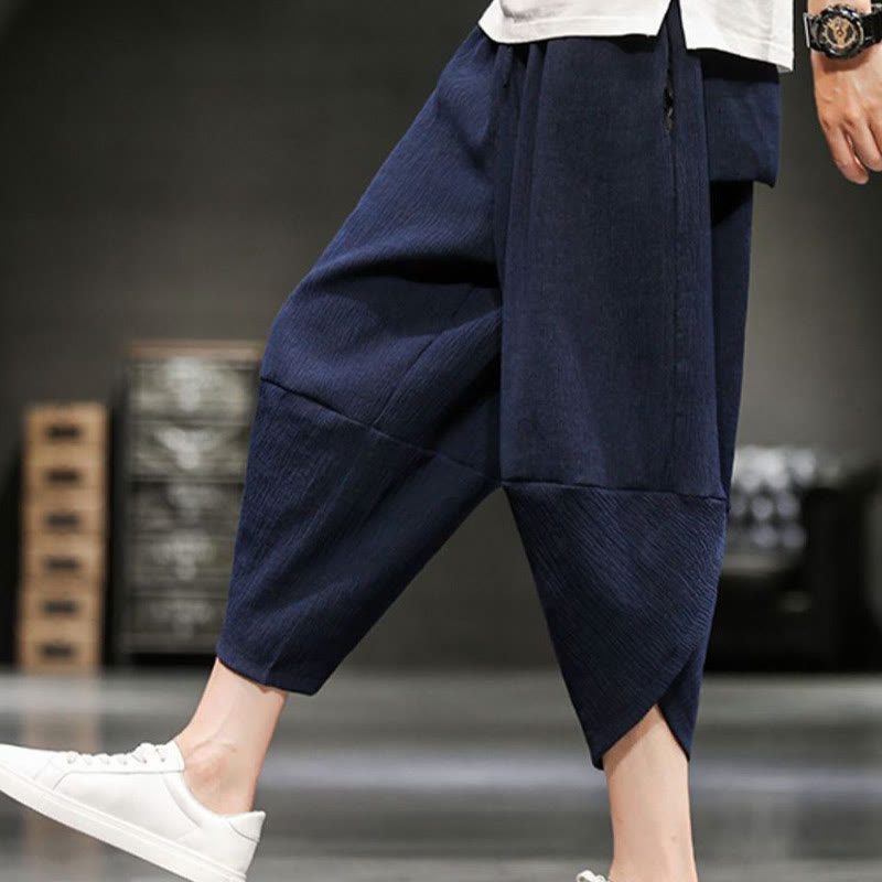 Buddha Stonesサマーソリッドメンズコットンリネンクロップドパンツ（ポケット付き） - image 23