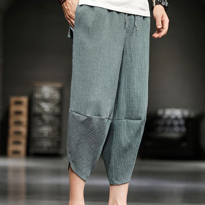 Buddha Stonesサマーソリッドメンズコットンリネンクロップドパンツ（ポケット付き） - image 11