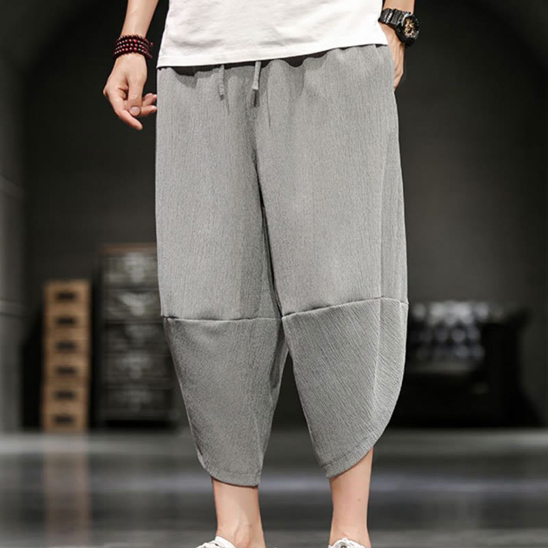 Buddha Stonesサマーソリッドメンズコットンリネンクロップドパンツ（ポケット付き） - image 8