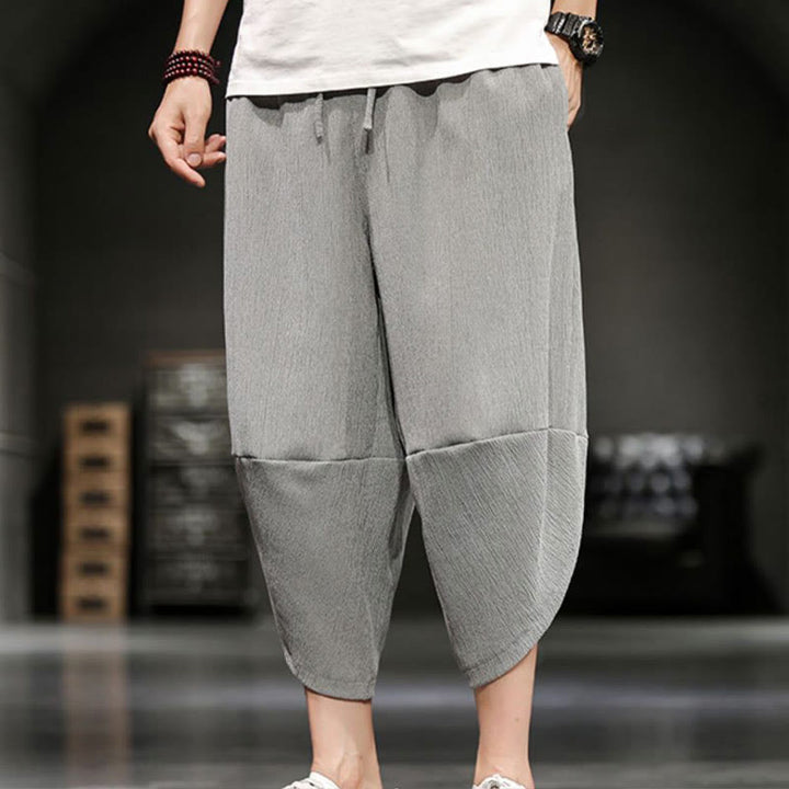 Buddha Stonesサマーソリッドメンズコットンリネンクロップドパンツ（ポケット付き） - image 8