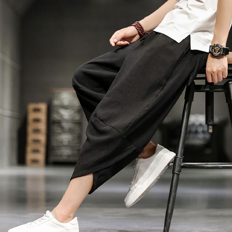 Buddha Stonesサマーソリッドメンズコットンリネンクロップドパンツ（ポケット付き） - image 28