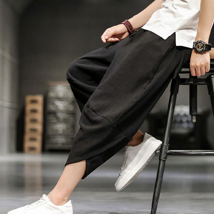 Buddha Stonesサマーソリッドメンズコットンリネンクロップドパンツ（ポケット付き） - image 28