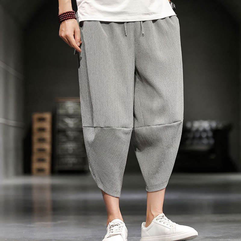 Buddha Stonesサマーソリッドメンズコットンリネンクロップドパンツ（ポケット付き） - image 2