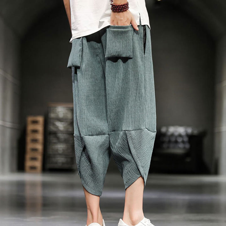 Buddha Stonesサマーソリッドメンズコットンリネンクロップドパンツ（ポケット付き） - image 12