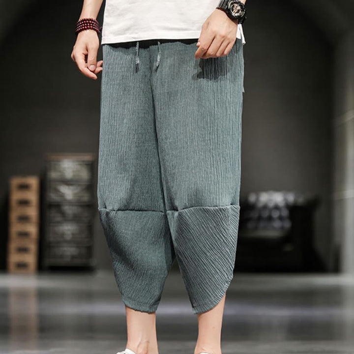 Buddha Stonesサマーソリッドメンズコットンリネンクロップドパンツ（ポケット付き） - image 15