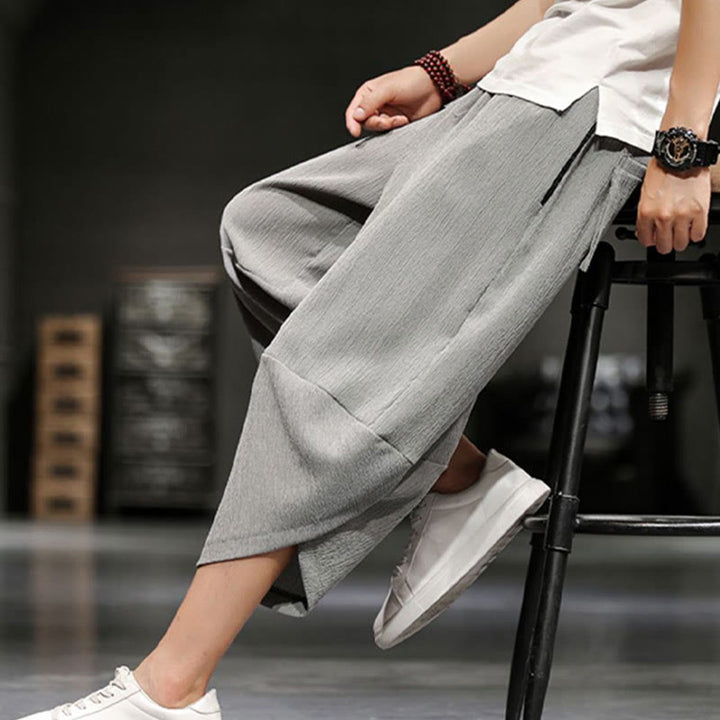 Buddha Stonesサマーソリッドメンズコットンリネンクロップドパンツ（ポケット付き） - image 5