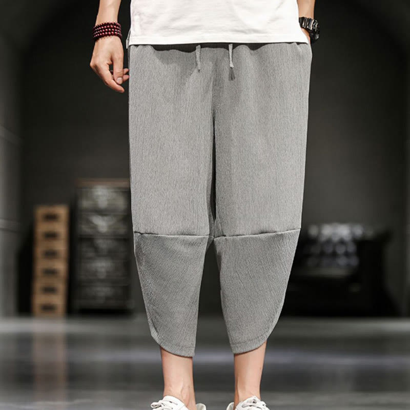 Buddha Stonesサマーソリッドメンズコットンリネンクロップドパンツ（ポケット付き） - image 9
