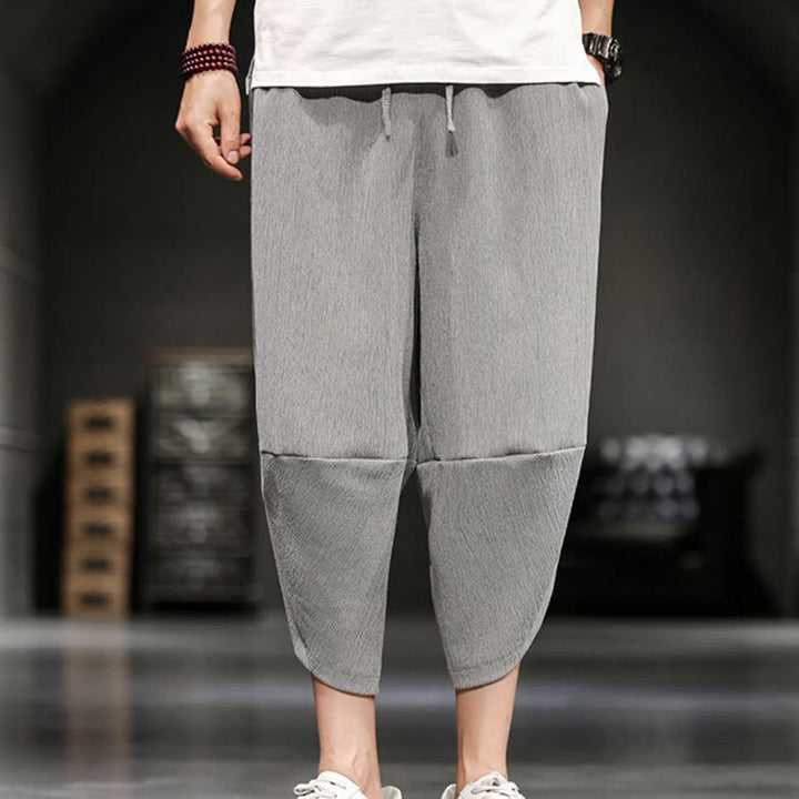 Buddha Stonesサマーソリッドメンズコットンリネンクロップドパンツ（ポケット付き） - image 9