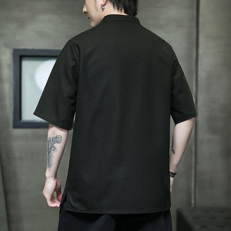 Buddha Stonesカエルボタン 葉 トンボ 刺繍 メンズ 半袖シャツ - image 16