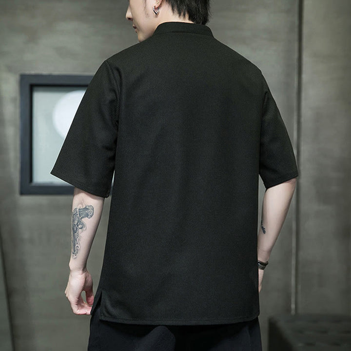 Buddha Stonesカエルボタン 葉 トンボ 刺繍 メンズ 半袖シャツ - image 16