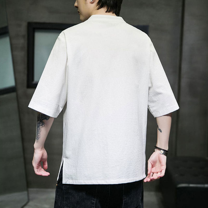 Buddha Stones無地 カエルボタン 刺繍 メンズ 半袖 コットンシャツ - image 18