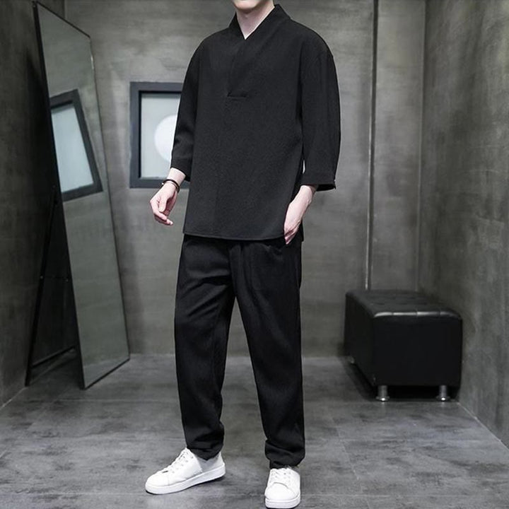 Buddha Stones無地 七分袖シャツ カジュアルパンツ 服 メンズ セット
