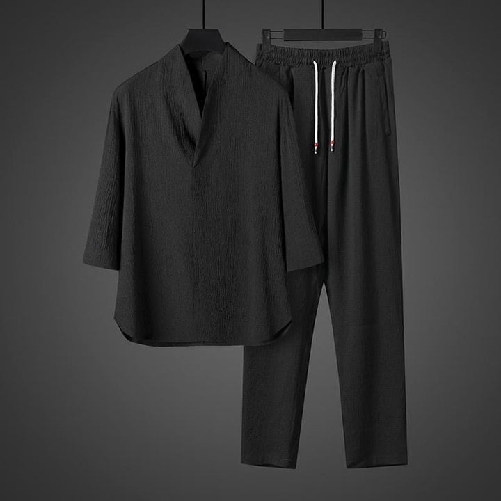 Buddha Stones無地 七分袖シャツ カジュアルパンツ 服 メンズ セット