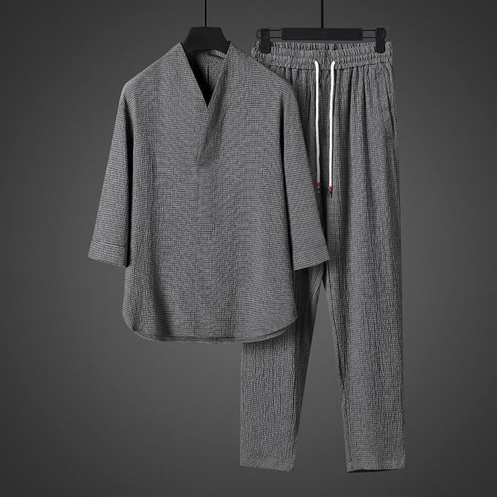 Buddha Stones無地 七分袖シャツ カジュアルパンツ 服 メンズ セット
