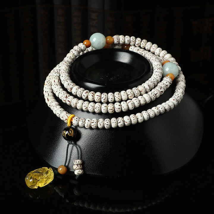 Buddha Stonesチベット菩提樹種子琥珀瑪瑙 富のブレスレット