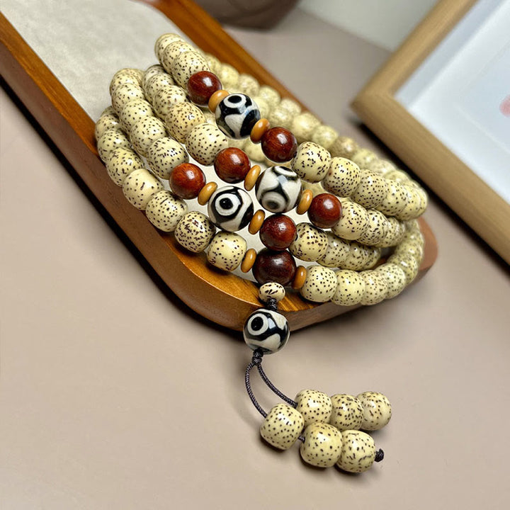 Buddha Stones108 個入りMalaビーズ 菩提樹種 ビーズ 邪悪な霊を寄せ付けないブレスレット