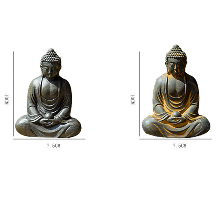 Buddha Stonesチベットの瞑想仏 鉄粉錆鋳造樹脂像 静寂の装飾 - image 15