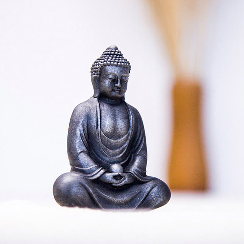 Buddha Stonesチベットの瞑想仏 鉄粉錆鋳造樹脂像 静寂の装飾 - image 25