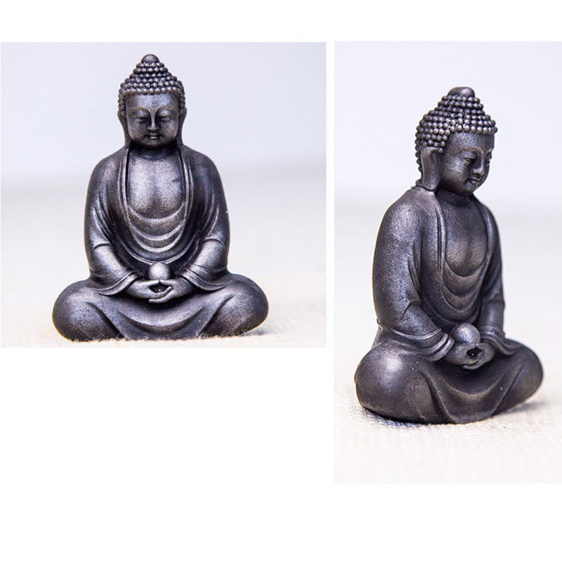 Buddha Stonesチベットの瞑想仏 鉄粉錆鋳造樹脂像 静寂の装飾 - image 27