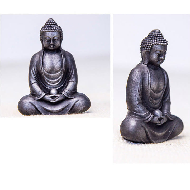 Buddha Stonesチベットの瞑想仏 鉄粉錆鋳造樹脂像 静寂の装飾