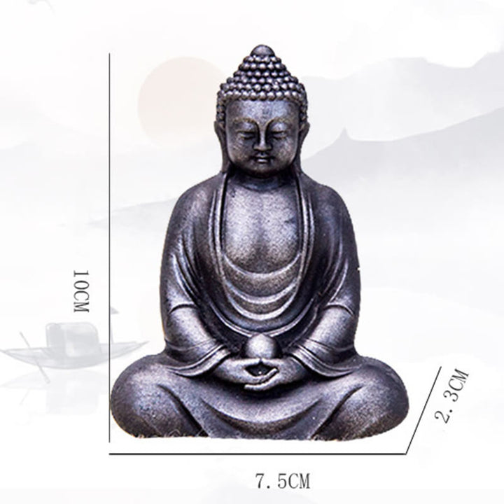 Buddha Stonesチベットの瞑想仏 鉄粉錆鋳造樹脂像 静寂の装飾