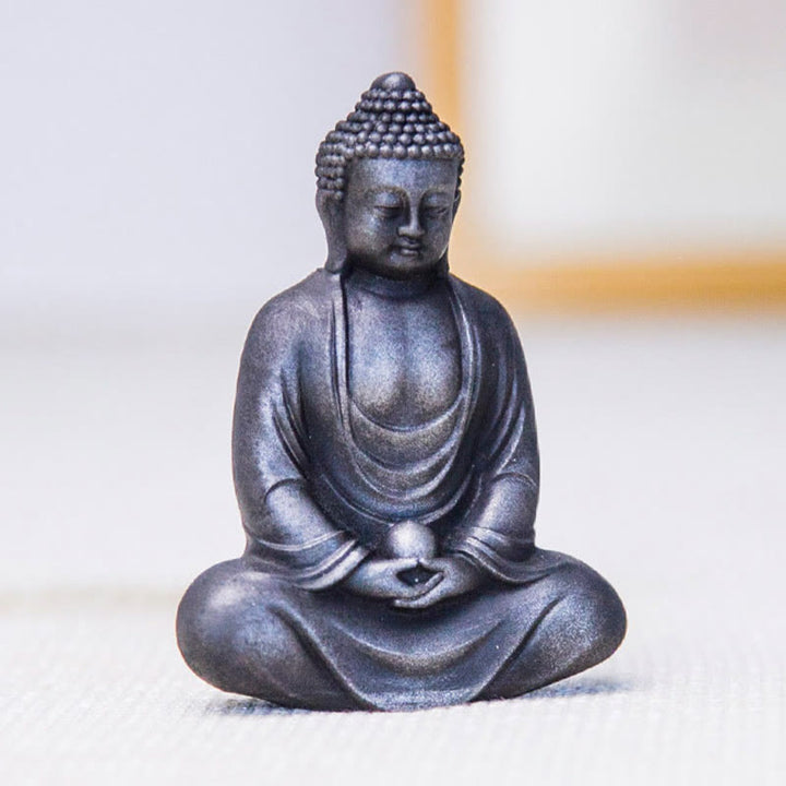 Buddha Stonesチベットの瞑想仏 鉄粉錆鋳造樹脂像 静寂の装飾