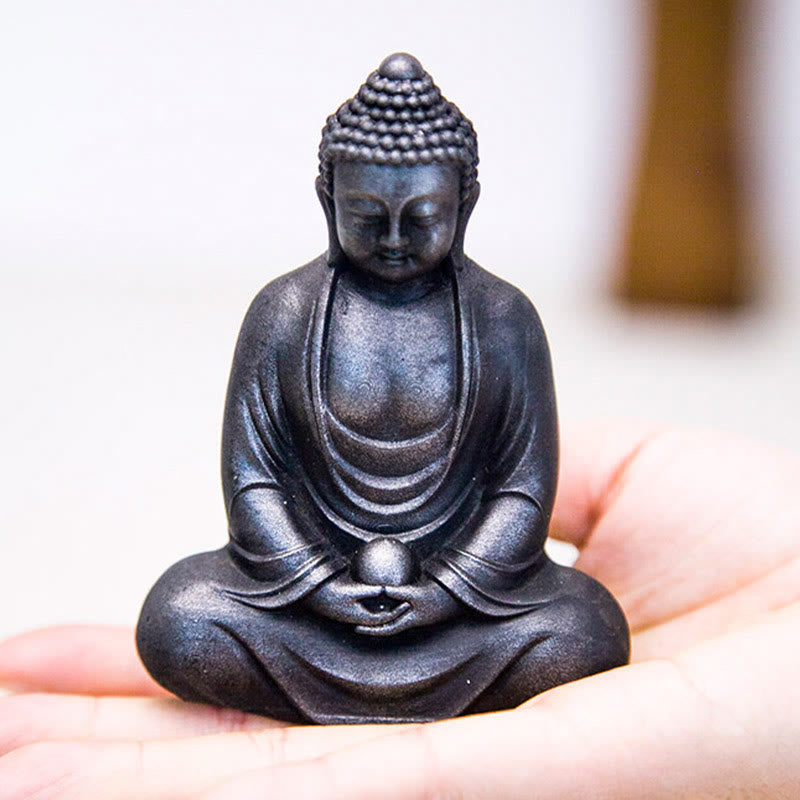 Buddha Stonesチベットの瞑想仏 鉄粉錆鋳造樹脂像 静寂の装飾