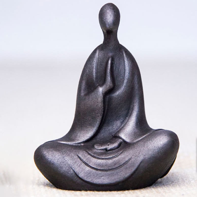 Buddha Stonesチベット仏 鉄粉 錆 鋳造 樹脂 像 デスク装飾 - 瞑想仏 7.3×9cm - 磨き上げられたバージョン - image 6