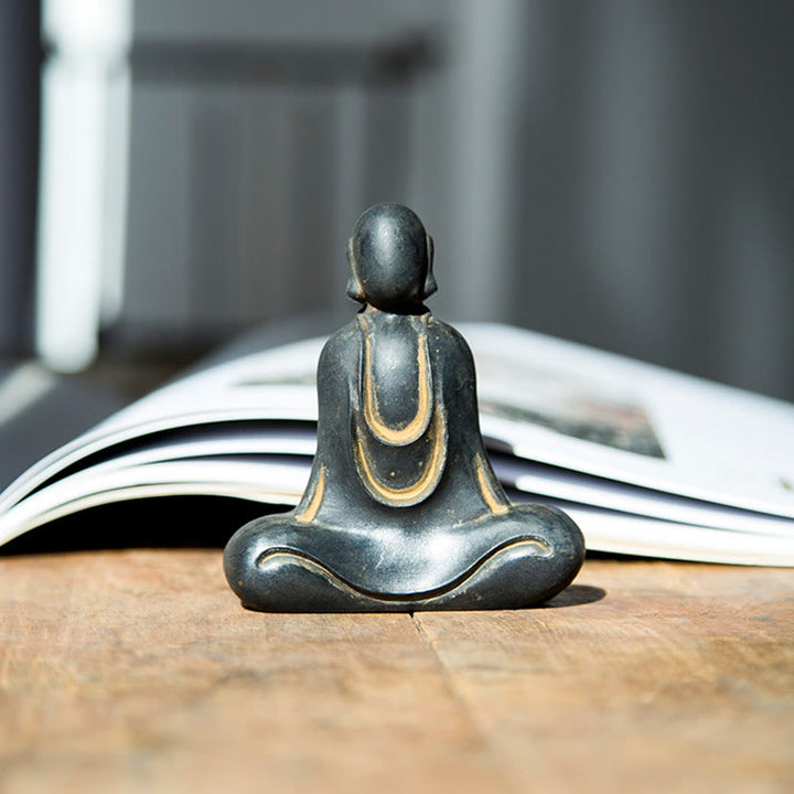 Buddha Stonesチベット仏 鉄粉 錆 鋳造 樹脂 像 デスク装飾 - 仏像 10×8.5×2.6cm - Rustバージョン - image 11