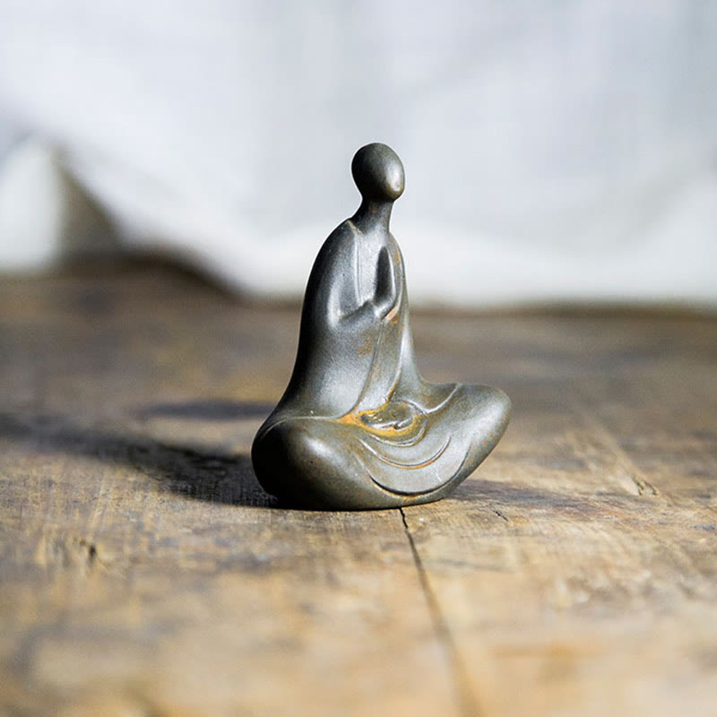 Buddha Stonesチベット仏 鉄粉 錆 鋳造 樹脂 像 デスク装飾 - image 1