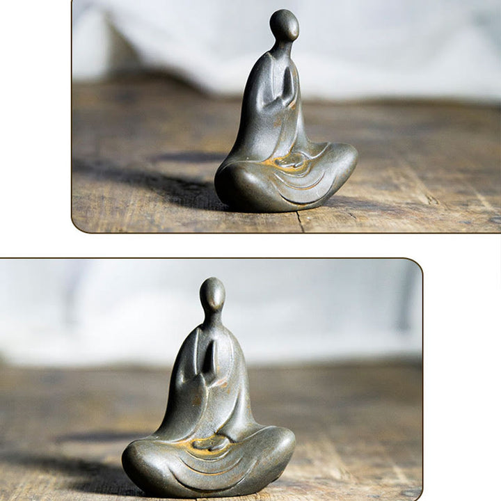 Buddha Stonesチベット仏 鉄粉 錆 鋳造 樹脂 像 デスク装飾 - image 4