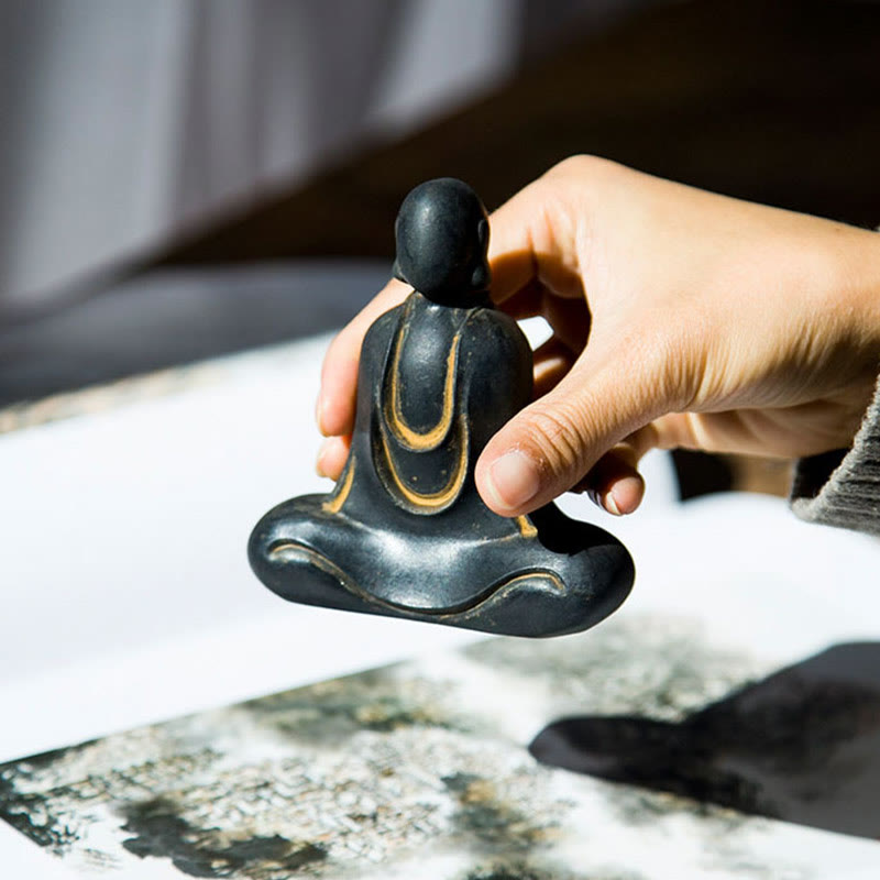 Buddha Stonesチベット仏 鉄粉 錆 鋳造 樹脂 像 デスク装飾 - image 16