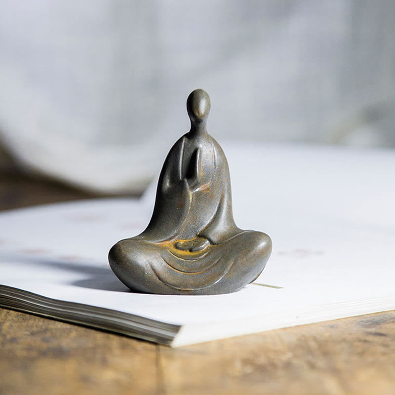 Buddha Stonesチベット仏 鉄粉 錆 鋳造 樹脂 像 デスク装飾 - image 2