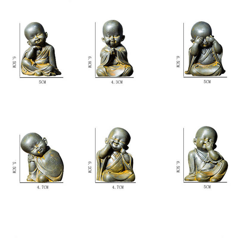Buddha Stones小さな瞑想僧 鉄粉 錆 鋳造樹脂像 机上装飾 - image 11