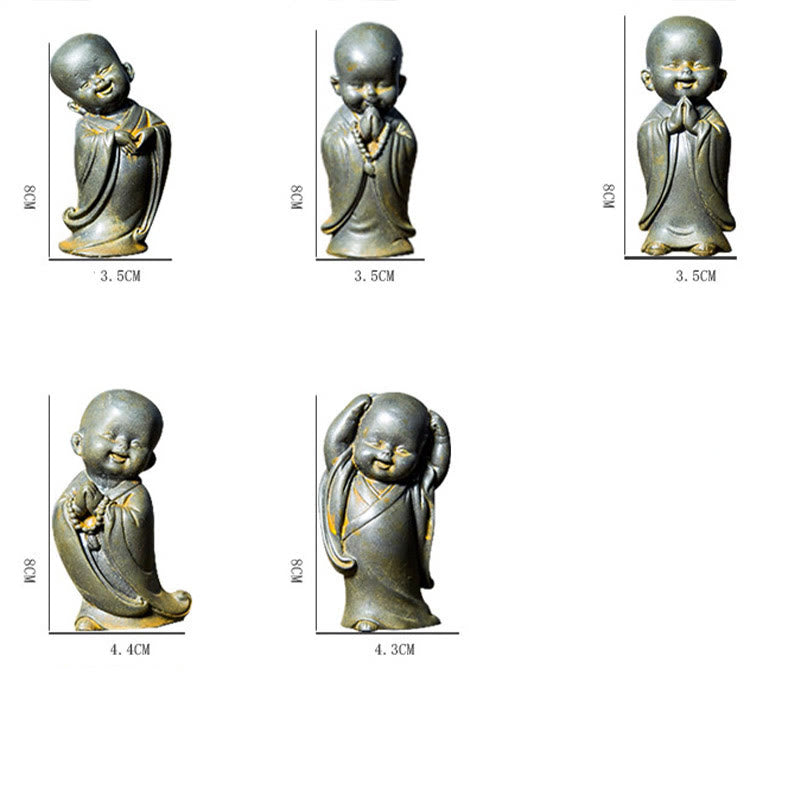 Buddha Stones小さな瞑想僧 鉄粉 錆 鋳造樹脂像 机上装飾 - image 19