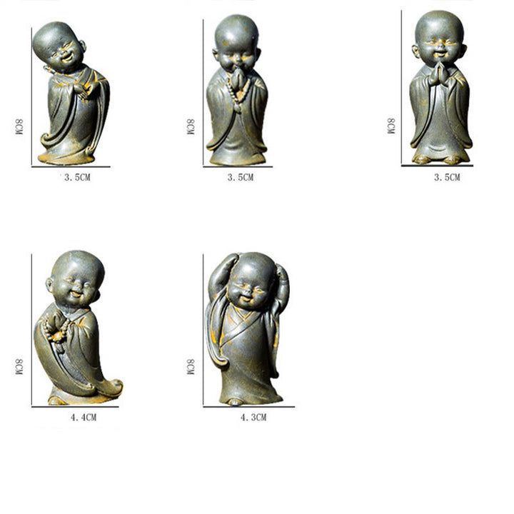 Buddha Stones小さな瞑想僧 鉄粉 錆 鋳造樹脂像 机上装飾 - image 19