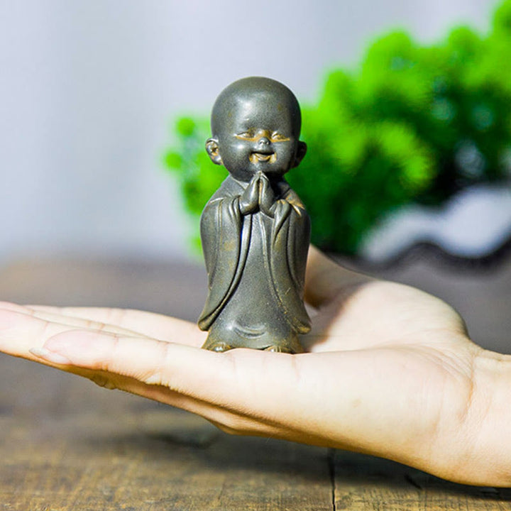 Buddha Stones小さな瞑想僧 鉄粉 錆 鋳造樹脂像 机上装飾 - image 21