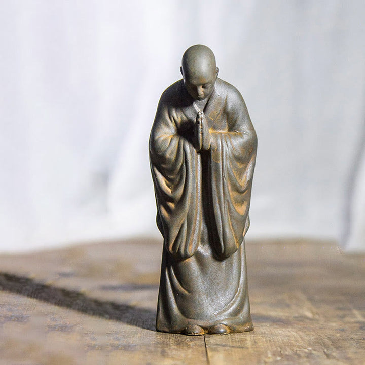 Buddha Stones祈り 僧侶 鉄粉 錆 鋳造 樹脂 像 室内装飾
