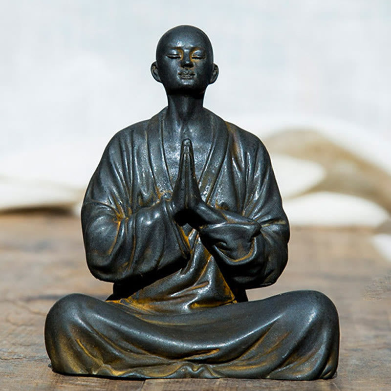 Buddha Stones祈り 僧侶 鉄粉 錆 鋳造 樹脂 像 室内装飾